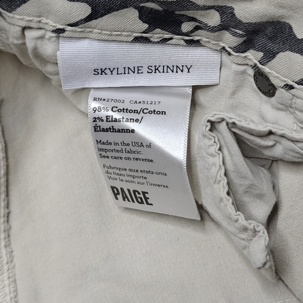 Paige 25 Cream Gray Patterned Denim‎ Skinny Jeans - Picture 5 of 6